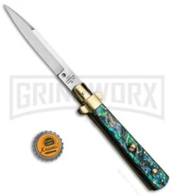 AGA Campolin 10" Abalone Frosolone Stiletto Automatic Knife - Bayonet -Grindworx AGA Campolin 10in Frosolone Bayo Stiletto Abalone Polish BHQ 71498 jr bottlecap large