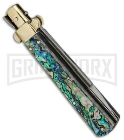 AGA Campolin 10" Abalone Frosolone Stiletto Automatic Knife - Bayonet -Grindworx AGA Campolin 10in Frosolone Bayo Stiletto Abalone Polish BHQ 71498 jr side large