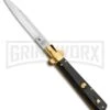 AGA Campolin 10" Italian Frosolone Picklock Brass/Ebony Automatic Knife - Bayo -Grindworx AGA Campolin 10in Italian Frosolone Picklock Brass Ebony AutoKnife Bayo GX 32102 jr large