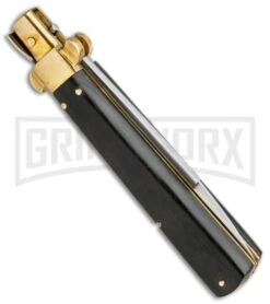 AGA Campolin 10" Italian Frosolone Picklock Brass/Ebony Automatic Knife - Bayo -Grindworx AGA Campolin 10in Italian Frosolone Picklock Brass Ebony AutoKnife Bayo GX 32102 jr side large