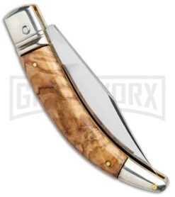AGA Campolin Diana Olive Wood Lever Lock Automatic Knife - Satin Plain 8 AGA Campolin Diana Olive Wood Lever Lock Automatic Knife - Satin Plain -Grindworx AGA Campolin Diana Lever Lock Auto Olive Wood Satin BHQ 95348 jr side large