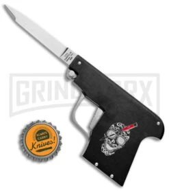 AGA Campolin Black Automatic Gun Knife - Satin Plain -Grindworx AGA Campolin Gun Knife Auto Black Satin CEM PIS BLACK GX 33938 jr bottlecap large