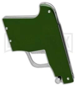 AGA Campolin Green Automatic Gun Knife - Satin Plain -Grindworx AGA Campolin Gun Knife Auto Green Satin CEM PIS GREEN GX 33939 jr side large