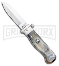 AGA Campolin Piccolo Brazilian Horn Italian Automatic Knife - Satin Plain