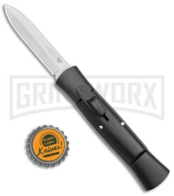 AKC 007 Concord Black OTF Automatic Knife - Satin Dagger -Grindworx AKC 007 Concord Auto Black Satin Dagger BHQ 158279 jr bottlecap large