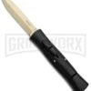 AKC 007 Concord Black OTF Automatic Knife - Dagger Gold Plain -Grindworx AKC 007 Concord Dagger OTF Auto Black Gold BP 28946 jr large