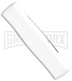 AKC Minion Concord White/Black OTF Automatic Knife - Spear Point Satin Plain -Grindworx AKC 007 Mini Concord OTF Auto White Black Satin BHQ 135712 jr side large