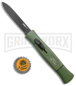 AKC 077 Concord NATO Military Green OTF Automatic Knife - Black Plain -Grindworx AKC 077 Concord OTF Auto NATO Military Green Black Flat BHQ 50796 jr bottlecap large