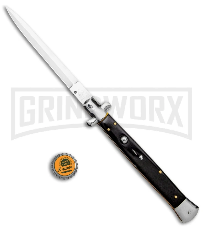 AKC 13" Dark Horn Acrylic Automatic Italian Dagger Stiletto (Satin Plain) 7 AKC 13" Dark Horn Acrylic Automatic Italian Dagger Stiletto (Satin Plain) - Image 5