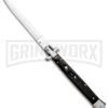 AKC 13" Dark Horn Acrylic Automatic Italian Dagger Stiletto (Satin Plain) -Grindworx AKC 13in Dark Horn Handle Auto Stiletto Dagger GX 6334 jr large