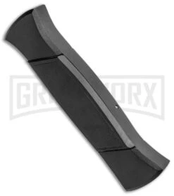 AKC 777 Blackfinger Black OTF Automatic Knife - Dagger Satin Plain -Grindworx AKC 777 Blackfinger Dagger OTF Auto Black Satin BHQ 50807 jr side large