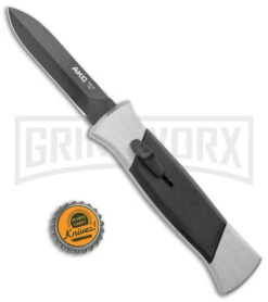 AKC 777 Blackfinger Brushed Aluminum OTF Automatic Knife - Dagger Black Plain -Grindworx AKC 777 Blackfinger Dagger OTF Auto Brushed Black BHQ 138853 jr bottlecap large