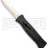 AKC 777 Blackfinger Black OTF Automatic Knife - Dagger Gold Plain -Grindworx AKC 777 Blackfinger OTF Auto Black Gold Dagger BHQ 92040 jr large