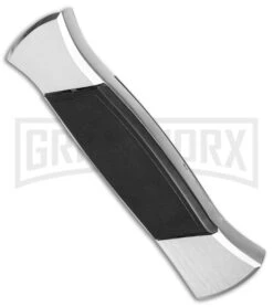 AKC 777 Blackfinger Brushed Aluminum OTF Automatic Knife - Black Tanto -Grindworx AKC 777 Blackfinger OTF Auto Brushed Aluminum Black Black Tanto BHQ 153398 jr side large