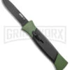 AKC 777 Blackfinger Green/Black OTF Automatic Knife - Black Plain -Grindworx AKC 777 Blackfinger OTF Auto Green Black Black Flat BHQ 138920 jr large