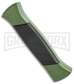 AKC 777 Blackfinger Green/Black OTF Automatic Knife - Black Plain -Grindworx AKC 777 Blackfinger OTF Auto Green Black Black Flat BHQ 138920 jr side large