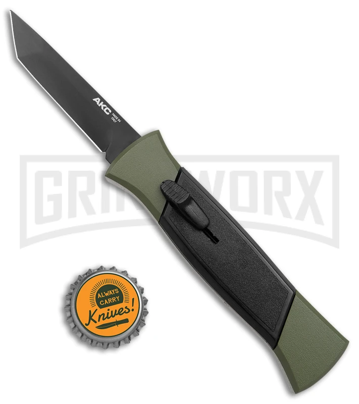 AKC 777 Blackfinger Green/Black OTF Automatic Knife - Black Tanto 6 AKC 777 Blackfinger Green/Black OTF Automatic Knife - Black Tanto - Image 4