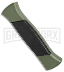 AKC 777 Blackfinger Green/Black OTF Automatic Knife - Satin Tanto -Grindworx AKC 777 Blackfinger OTF Auto Green Black SW Tanto BHQ 152941 jr side large