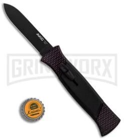 AKC 777 Blackfinger Sim Carbon Fiber OTF Automatic Knife - Black Plain -Grindworx AKC 777 Blackfinger Sim Carbon Fiber Black Flat BHQ 90290 er bottlecap large 1