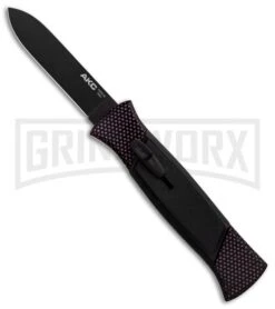 AKC 777 Blackfinger Sim Carbon Fiber OTF Automatic Knife - Black Plain