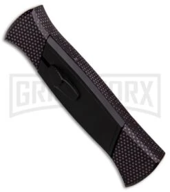 AKC 777 Blackfinger Sim Carbon Fiber OTF Automatic Knife - Black Plain -Grindworx AKC 777 Blackfinger Sim Carbon Fiber Black Flat BHQ 90290 er spine large 1