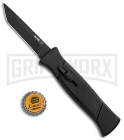 AKC 777 Blackfinger Black OTF Automatic Knife - Black Tanto -Grindworx AKC 777 Blackfinger Tanto OTF Auto Black Black BHQ 87414 jr bottlecap large