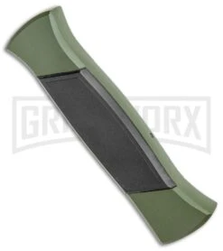 AKC 777 Green Blackfinger Brushed Aluminum OTF Automatic Knife - Black Dagger -Grindworx AKC 777 Green Blackfinger Dagger OTF Auto Brushed Aluminum Black BHQ 87411 jr side large