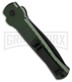 AKC X-treme Ace1 Green Automatic Knife - Black Plain -Grindworx AKC Ace Automatic Knife Dark Green 3in Black BHQ 189107 td side large