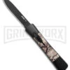 AKC Concord Snake OTF Automatic Knife - Flat Grind Black Drop Point Plain -Grindworx AKC Concord OTF Automatic Knife Snake 3.25in Black Flat BHQ 184001 hd large