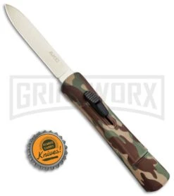AKC Concord Camo Rubber OTF Automatic Knife - Gold Plain -Grindworx AKC Concord OTF Camo Rubber Gold BHQ 72046 jr bottlecap 2 large