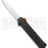 AKC F-16 Black D/A OTF Automatic Knife + Orange Button - Bayo Satin Plain -Grindworx AKC F 16 DA Bayo OTF Auto Black Orange Button Satin BHQ 102935 jr large