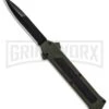 AKC F-16 OD Green D/A OTF Automatic Knife - Bayo Black Plain -Grindworx AKC F 16 DA Bayonet OD Green Black BHQ 86948 er large