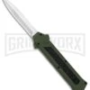 AKC F-16 Green D/A OTF Automatic Knife - Dagger Satin Plain -Grindworx AKC F 16 DA Dagger OTF Auto Green Satin BHQ 91965 jr large