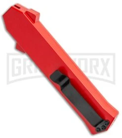 AKC F-16 Red D/A Dagger OTF Automatic Knife - Dagger Two Tone Plain -Grindworx AKC F 16 DA Dagger OTF Auto Red TT BHQ 112389 jr side large