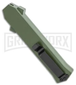 AKC F-16 OD Green D/A OTF Automatic Knife - Bayo Two TonePlain -Grindworx AKC F 16 OD Green D A OTF Automatic Knife Bayo Two TonePlain GX 35588 LS Side large
