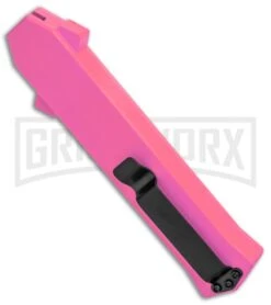 AKC F-16 Pink D/A OTF Automatic Knife - Bayonet Satin Plain -Grindworx AKC F 16 Pink DA OTF Auto Bayo Satin GX 37618 jr side large