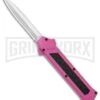 AKC F-16 Pink D/A OTF Automatic Knife - Dagger Satin Plain -Grindworx AKC F 16 Pink DA OTF Auto Dagger Satin GX 37627 jr large