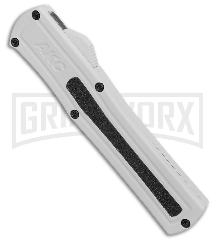 AKC F-20 White Aluminum D/A Drop Point OTF Automatic Knife - Two Tone Plain 4 AKC F-20 White Aluminum D/A Drop Point OTF Automatic Knife - Two Tone Plain - Image 2