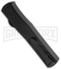 AKC F-20 Black D/A OTF Automatic Knife - Spear Point Black Plain -Grindworx AKC F 20 DA Dagger OTF Auto Black Black BHQ 140839 jr side large