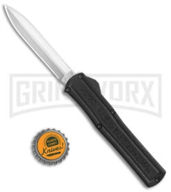 AKC F-20 Black D/A OTF Automatic Knife - Satin Dagger Plain -Grindworx AKC F 20 DA Dagger OTF Auto Black Satin BHQ 141074 jr bottlecap 2 large 1