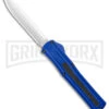 AKC F-20 Blue D/A OTF Automatic Knife - Spear Point Satin Plain -Grindworx AKC F 20 DA Dagger OTF Auto Blue Satin BHQ 140833 jr large