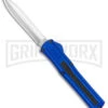 AKC F-20 Blue D/A OTF Automatic Dagger Knife - Satin Plain -Grindworx AKC F 20 DA Dagger OTF Auto Blue Satin BHQ 141098 jr 2 large