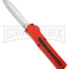 AKC F-20 Red Aluminum DBL Dagger OTF Automatic Knife - Satin Plain -Grindworx AKC F 20 DA Dagger OTF Auto Red Aluminum Satin BHQ 179208 jr large