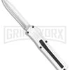 AKC F-20 White D/A OTF Automatic Knife - Dagger Satin Plain -Grindworx AKC F 20 DA Dagger OTF Auto White Satin BHQ 141065 jr 2 large