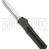 AKC F-20 D/A OTF OD Green Aluminum Automatic Knife - Satin Plain -Grindworx AKC F20 DA OTF AK Dagger OD Green Alum 3in Satin BHQ 178613 td large