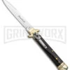 AKC 9" Ebony Leverlock Automatic Stiletto Bayonet Knife - Satin Plain