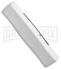 AKC Minion Concord White/Black OTF Automatic Knife - Flat Grind Black Plain -Grindworx AKC Minion Concord White Black OTF Auto Flat Grind Black Plain GX 14514 jr side large