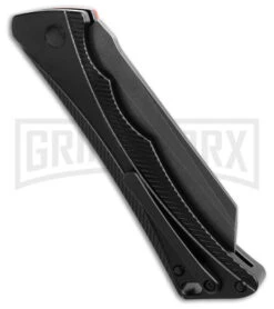 AKC Smarty Black W/Orange Bolster Automatic Knife Reverse Tanto - Black SW Plain -Grindworx AKC Smarty AK Black w Orange Bolster 3in BSW BHQ 184665 td side large