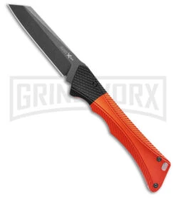 AKC Smarty Orange W/Black Bolster Automatic Knife Reverse Tanto - Black SW Plain