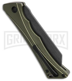 AKC Smarty Green W/Black Bolster Automatic Knife Reverse Tanto - Black SW Plain -Grindworx AKC Smarty Automatic Knife Green w Black Bolster 3.3in Black Stonewash BHQ 184727 hd side large